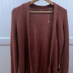 Cozy Charlotte Russe Chunky Knit Cardigan Sweater | Rust Brown | Pockets Medium